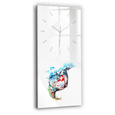 Horloge murale en verre rectangulaire Montre suisse
