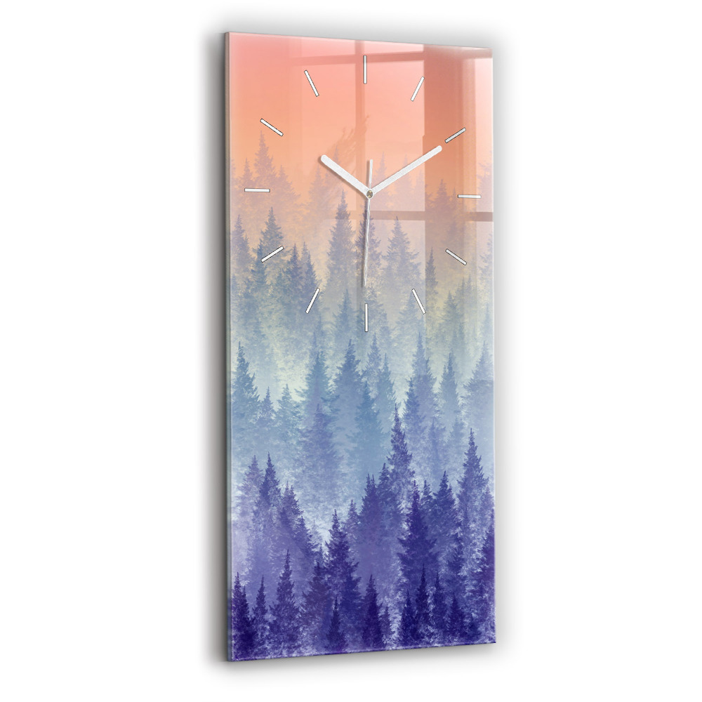 Horloge murale en verre rectangulaire Forêt dans la brume