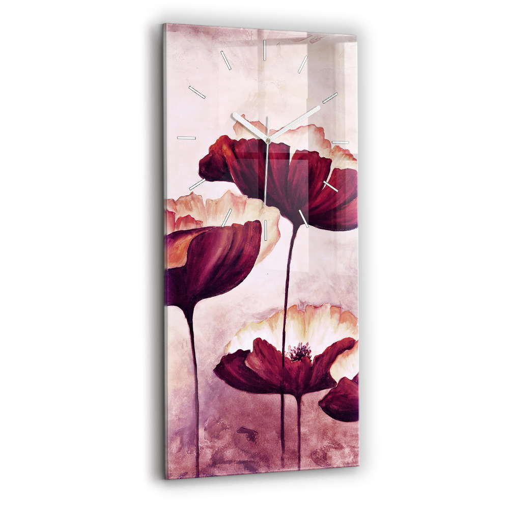 Horloge rectangulaire verticale Fleur de coquelicot