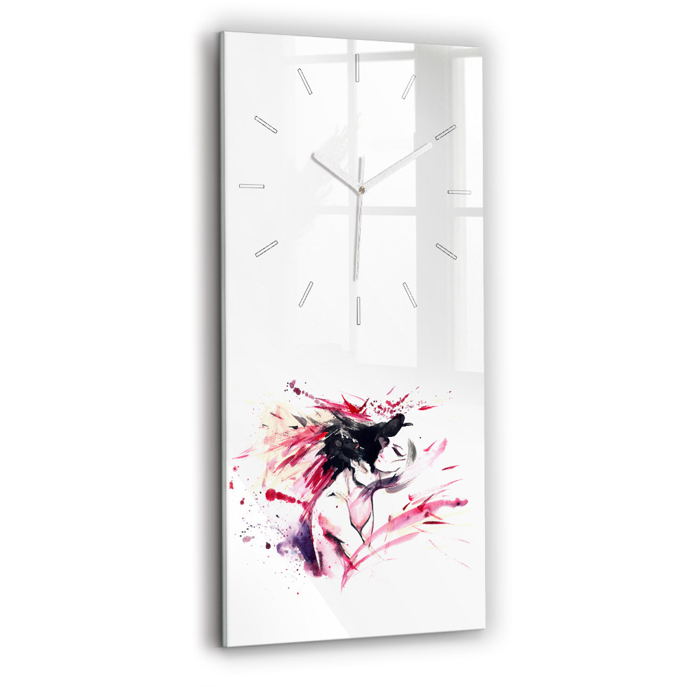 Horloge verticale en verre Amoureux abstrait