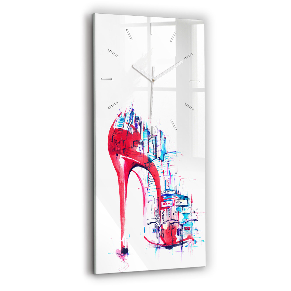 Horloge murale en verre rectangulaire Talon rouge