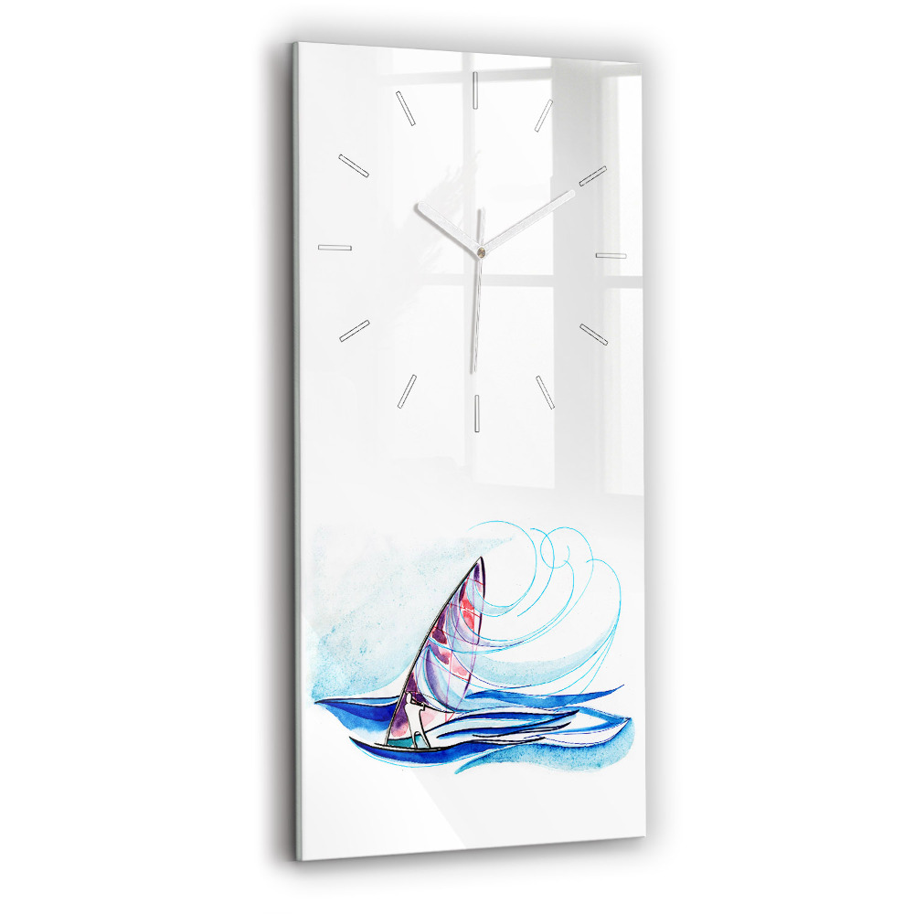 Horloge murale en verre rectangulaire Planche de surf