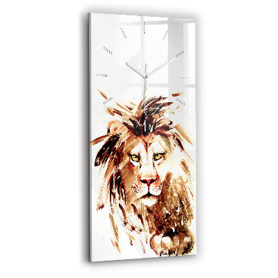 Horloge murale verticale Illustration d'un lion brun