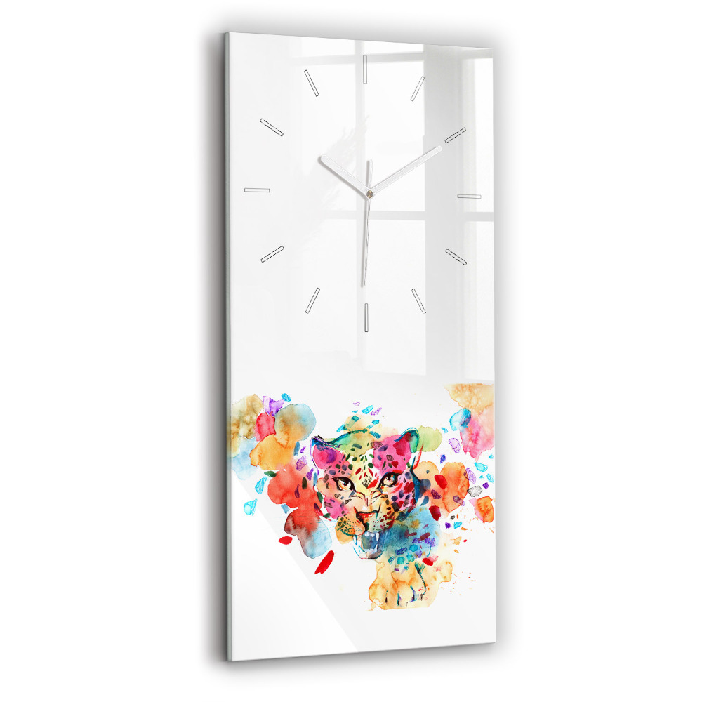 Horloge murale en verre rectangulaire Chat sauvage abstrait