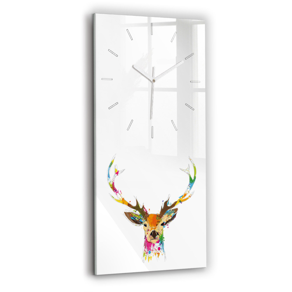 Horloge rectangulaire verticale Tête de cerf colorée