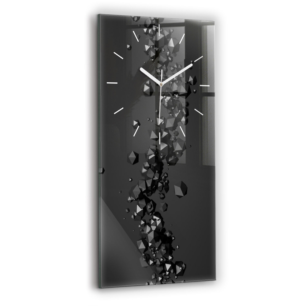 Horloge verticale en verre Abstraction noire