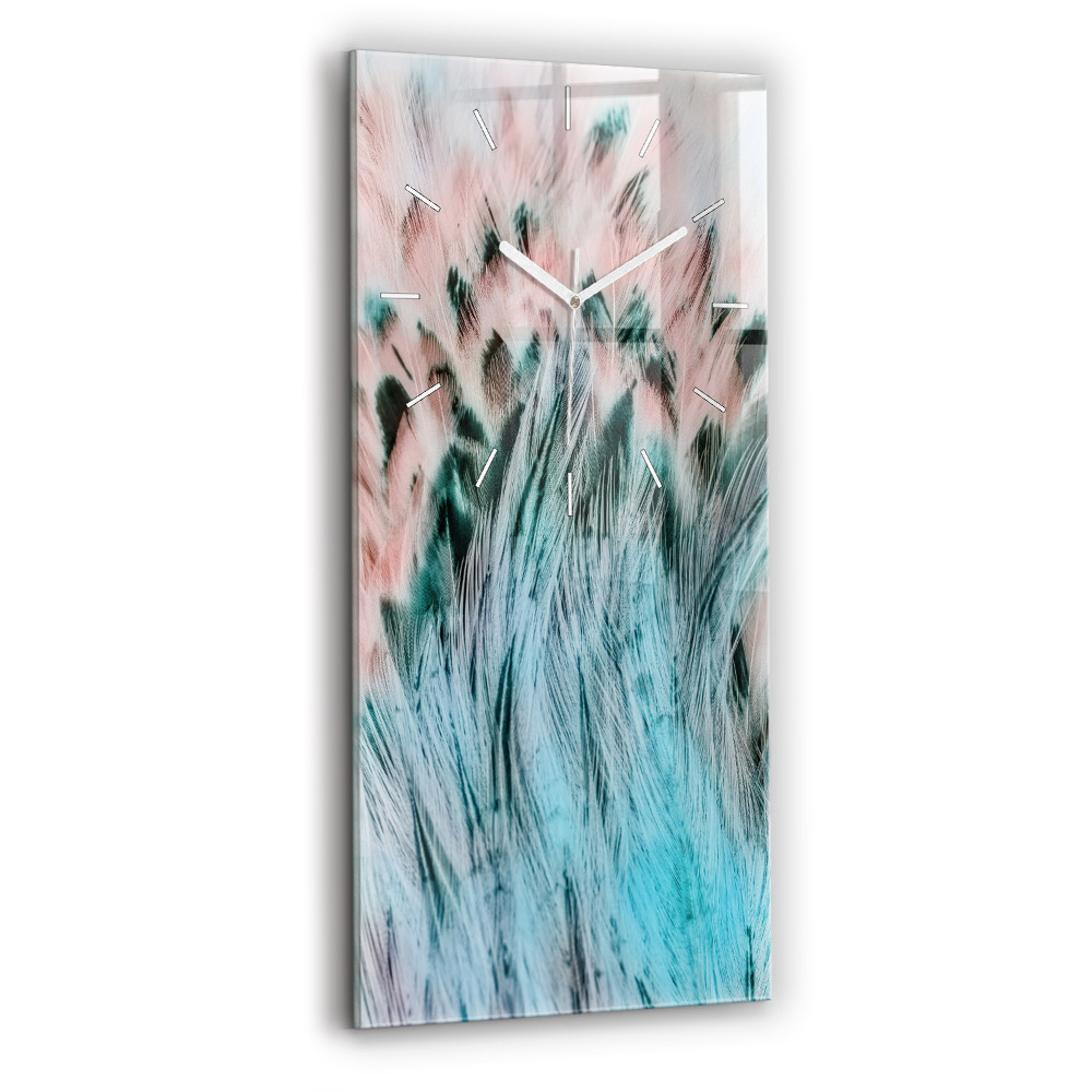 Horloge murale en verre rectangulaire Plumes colorées