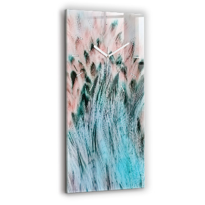 Horloge murale en verre rectangulaire Plumes colorées