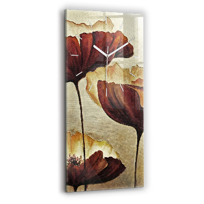 Horloge murale en verre rectangulaire Coquelicots peints