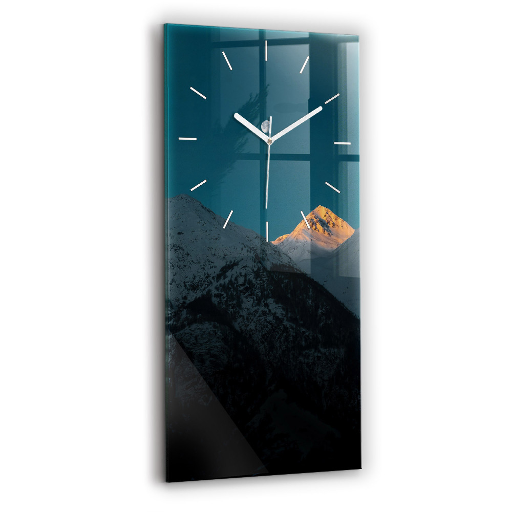 Horloge murale verticale Coucher de soleil dans les montagnes