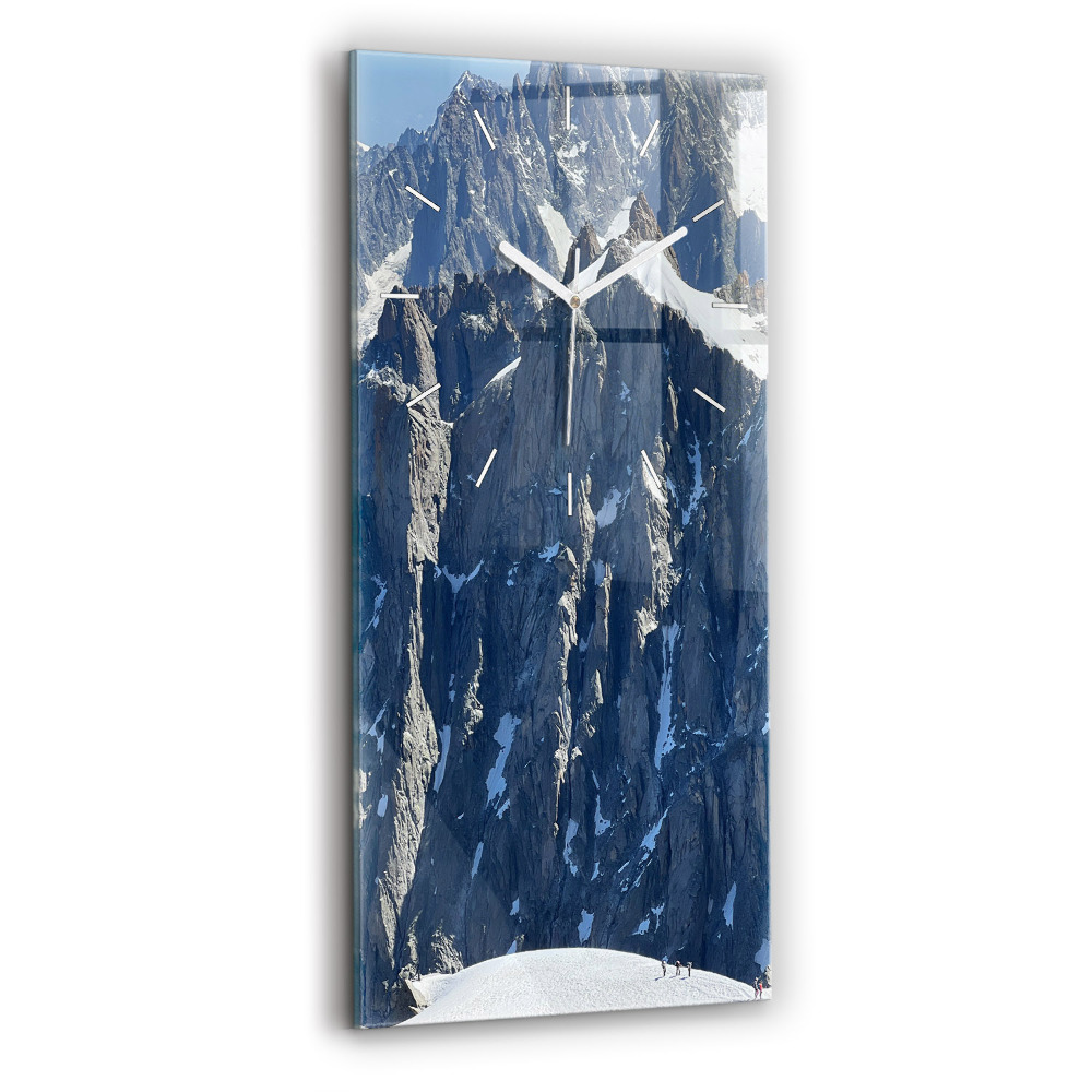 Horloge murale en verre rectangulaire Les Alpes en hiver