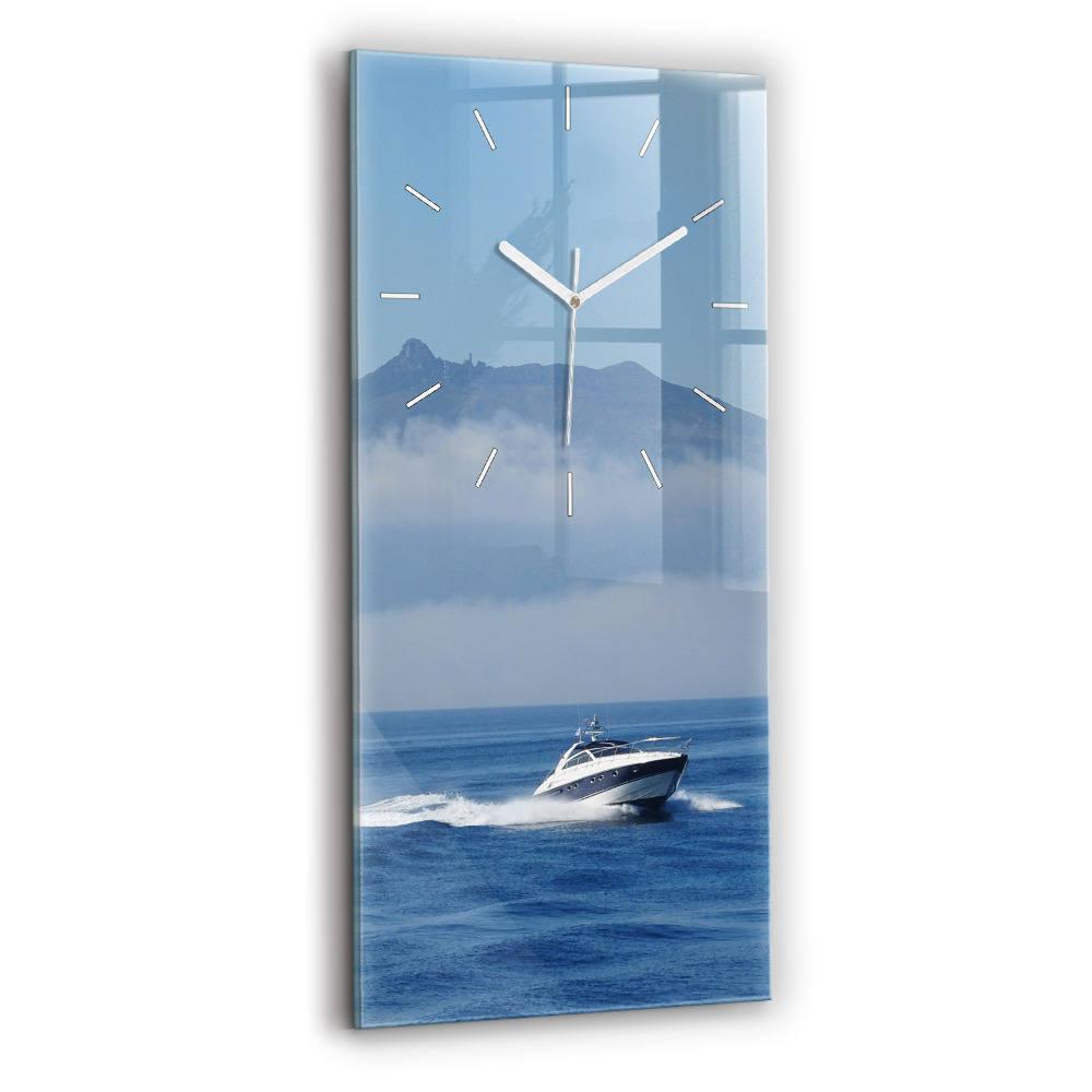 Horloge verticale en verre Bateau flottant sur l'océan