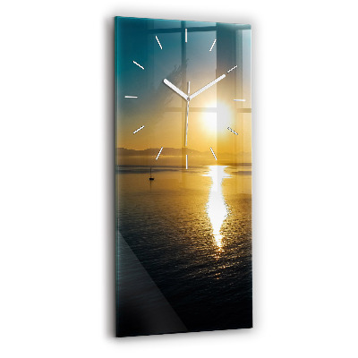 Horloge murale en verre rectangulaire Paysage de lever de soleil
