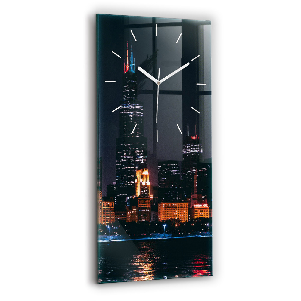 Horloge verticale en verre Paysage urbain de Chicago