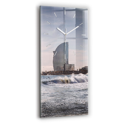 Horloge rectangulaire verticale Surfeur de Barcelone