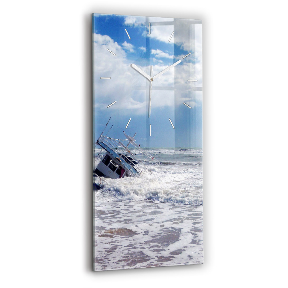 Horloge murale en verre rectangulaire Bateau coulé