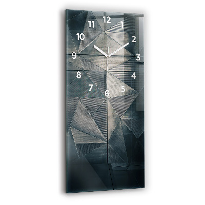 Horloge verticale en verre Triangles abstraits en métal