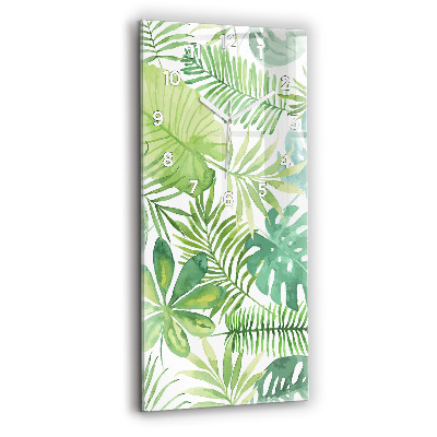 Horloge rectangulaire verticale Feuilles vertes