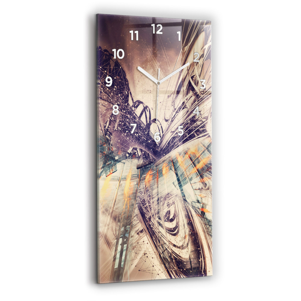 Horloge verticale en verre Mécanisme abstrait