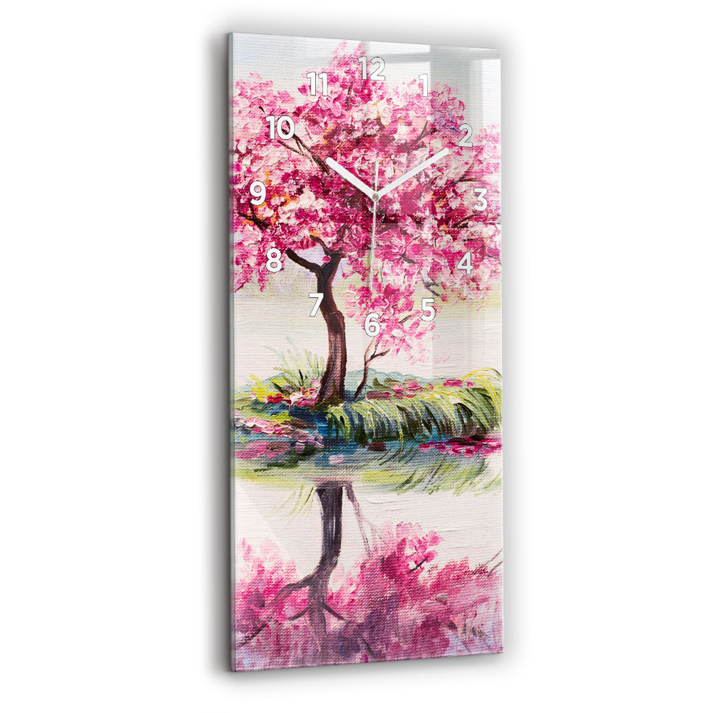 Horloge murale en verre rectangulaire Mosaïque d'un arbre