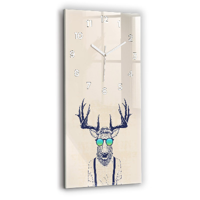 Horloge murale en verre rectangulaire Cerf abstrait