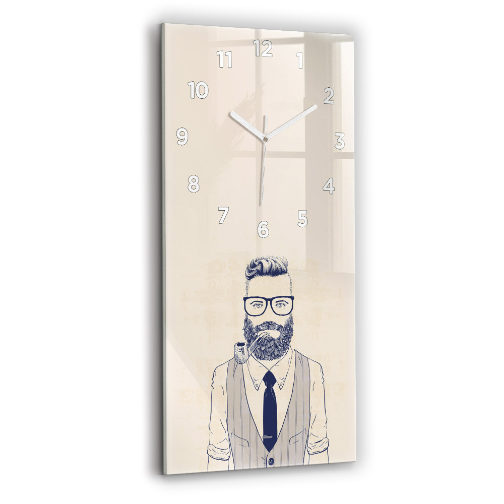 Horloge verticale en verre Homme à barbe