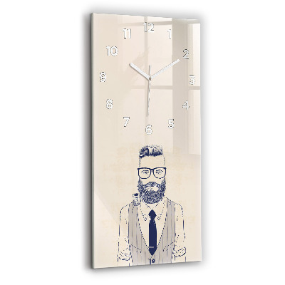 Horloge verticale en verre Homme à barbe