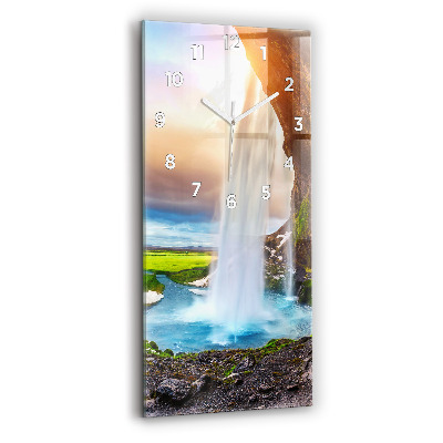Horloge murale verticale Chute d'eau en Islande