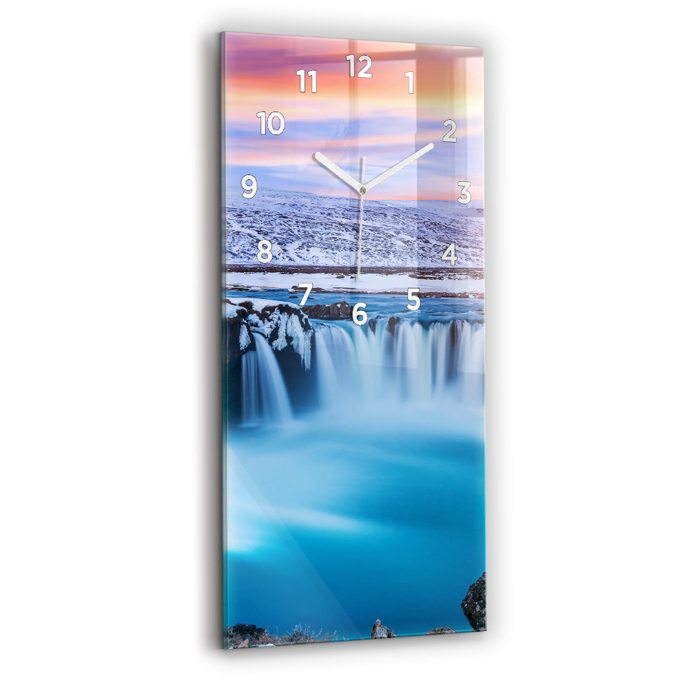 Horloge verticale en verre Chute d'eau de Godafoss Islande