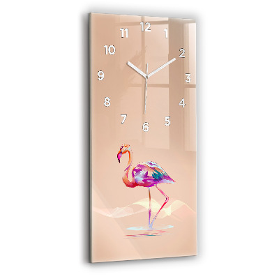 Horloge murale en verre rectangulaire Illustration d'un flamant rose