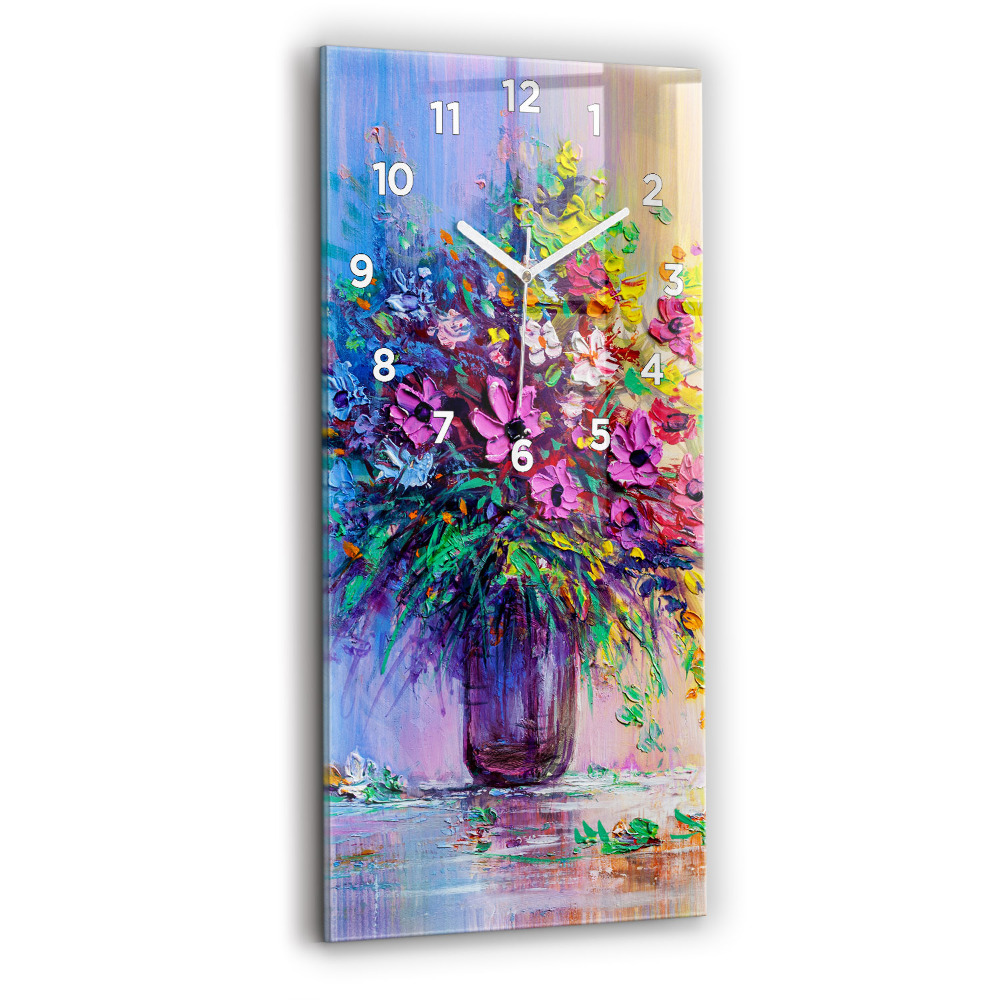 Horloge rectangulaire verticale Fleurs dans un vase