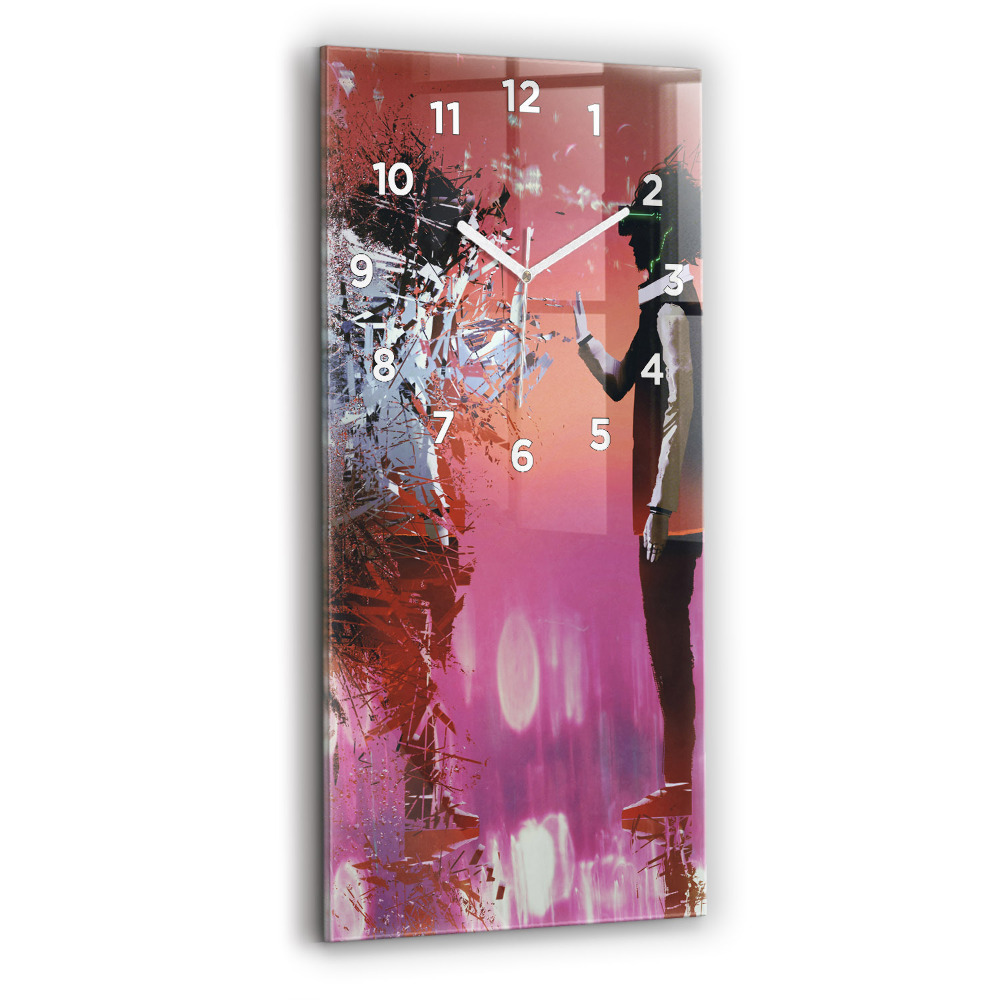 Horloge murale en verre rectangulaire Cyberespace