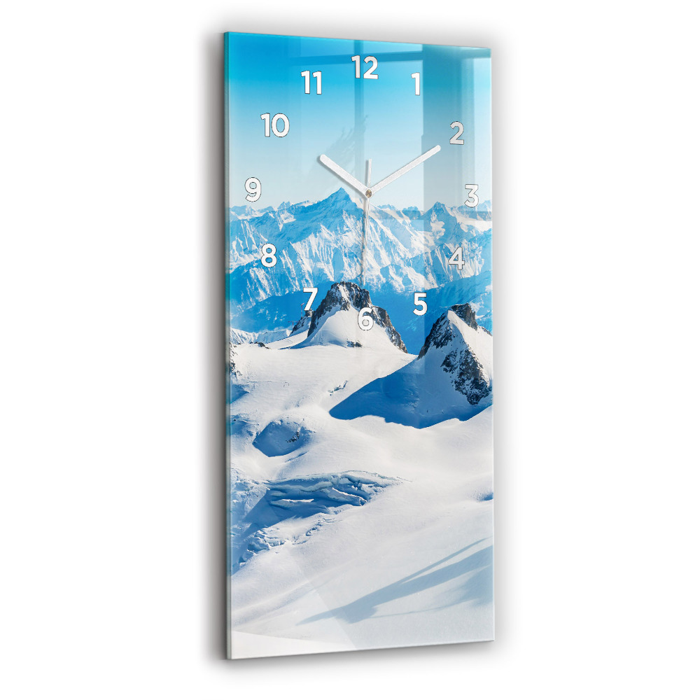Horloge verticale en verre Skieur dans les Alpes