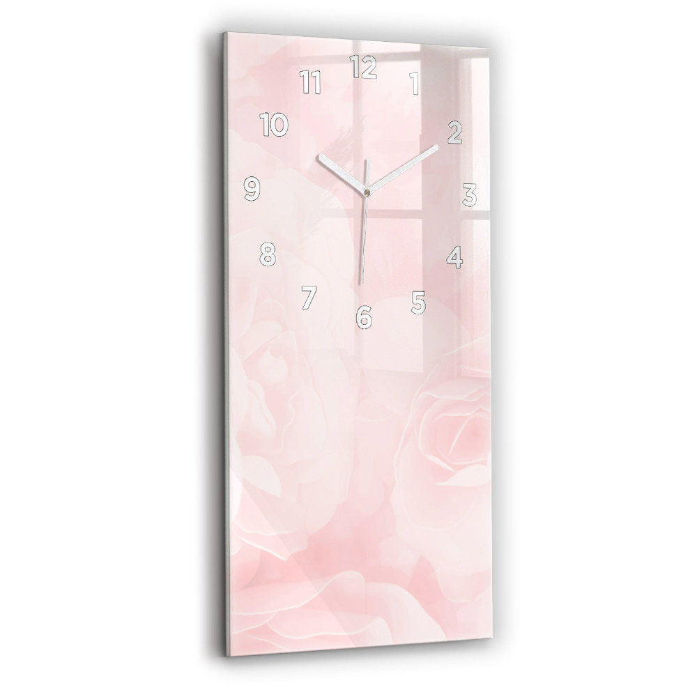 Horloge verticale en verre Roses en fleurs