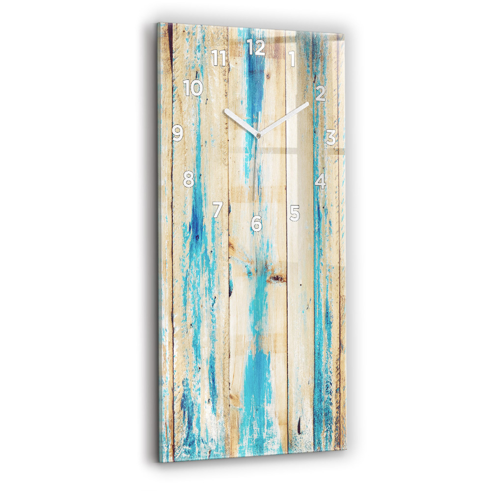 Horloge murale en verre rectangulaire Bois rayé
