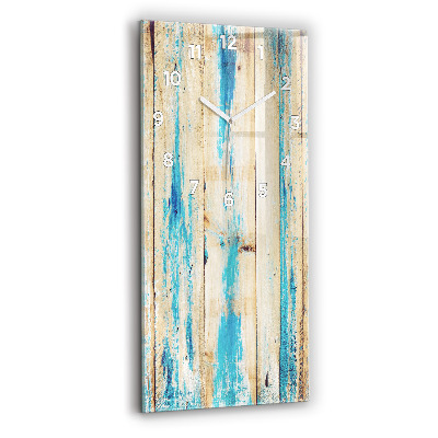 Horloge murale en verre rectangulaire Bois rayé