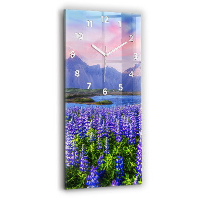 Horloge murale en verre rectangulaire Vue d'une montagne en Islande