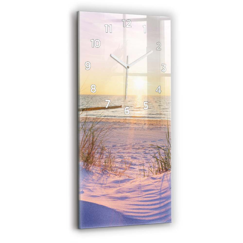Horloge murale en verre rectangulaire Soleil polonais Mer