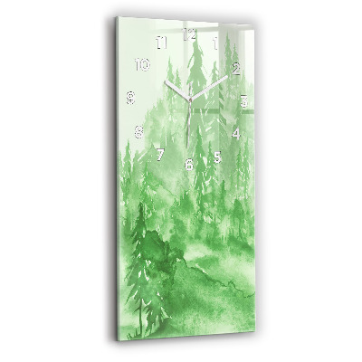 Horloge murale en verre rectangulaire Peinture d'une forêt verte