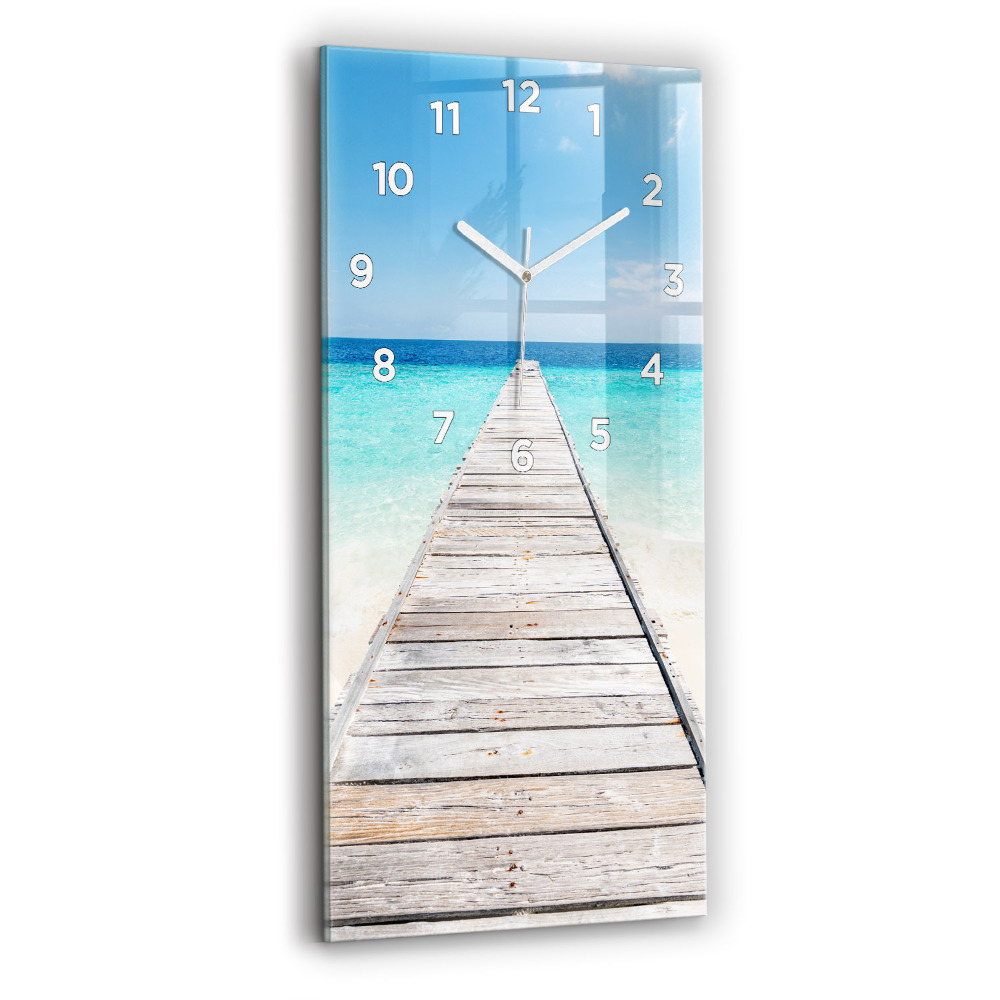 Horloge verticale en verre Île tropicale