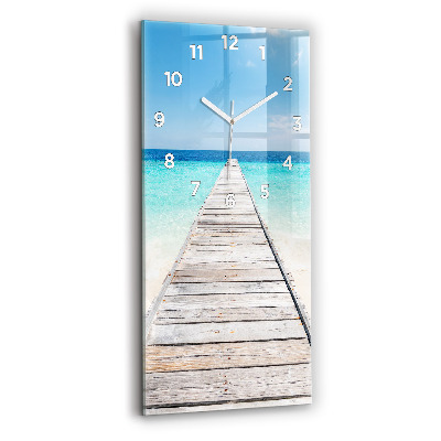 Horloge verticale en verre Île tropicale