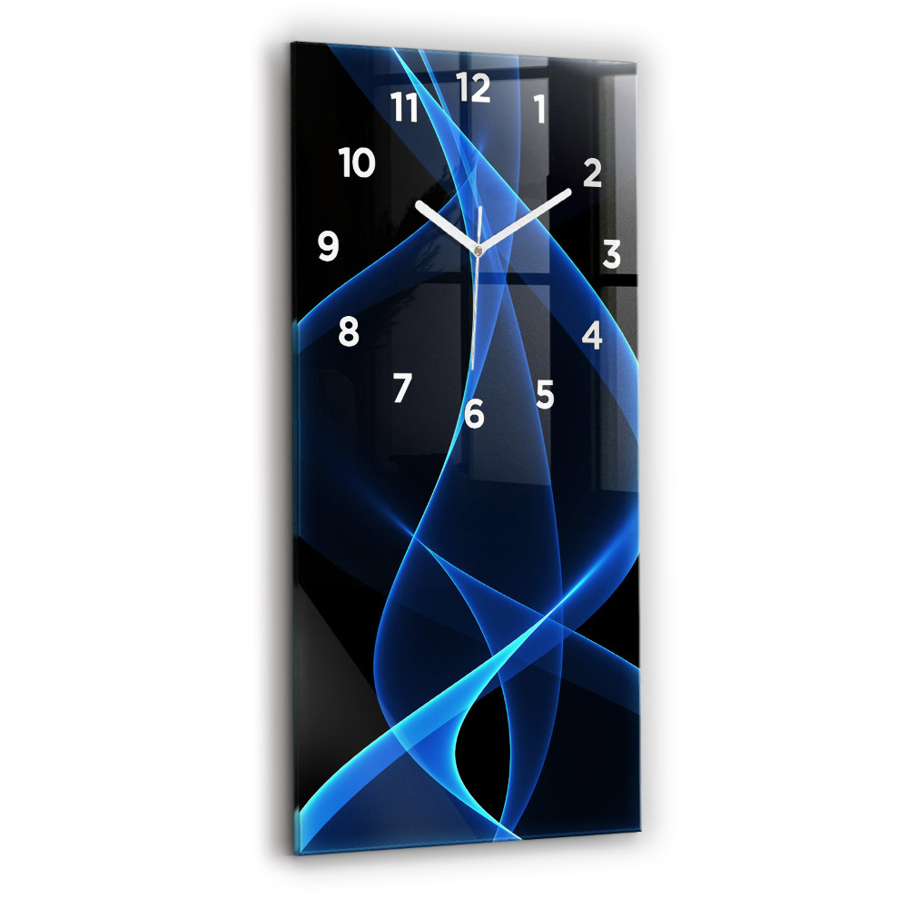 Horloge murale en verre rectangulaire Lignes bleues
