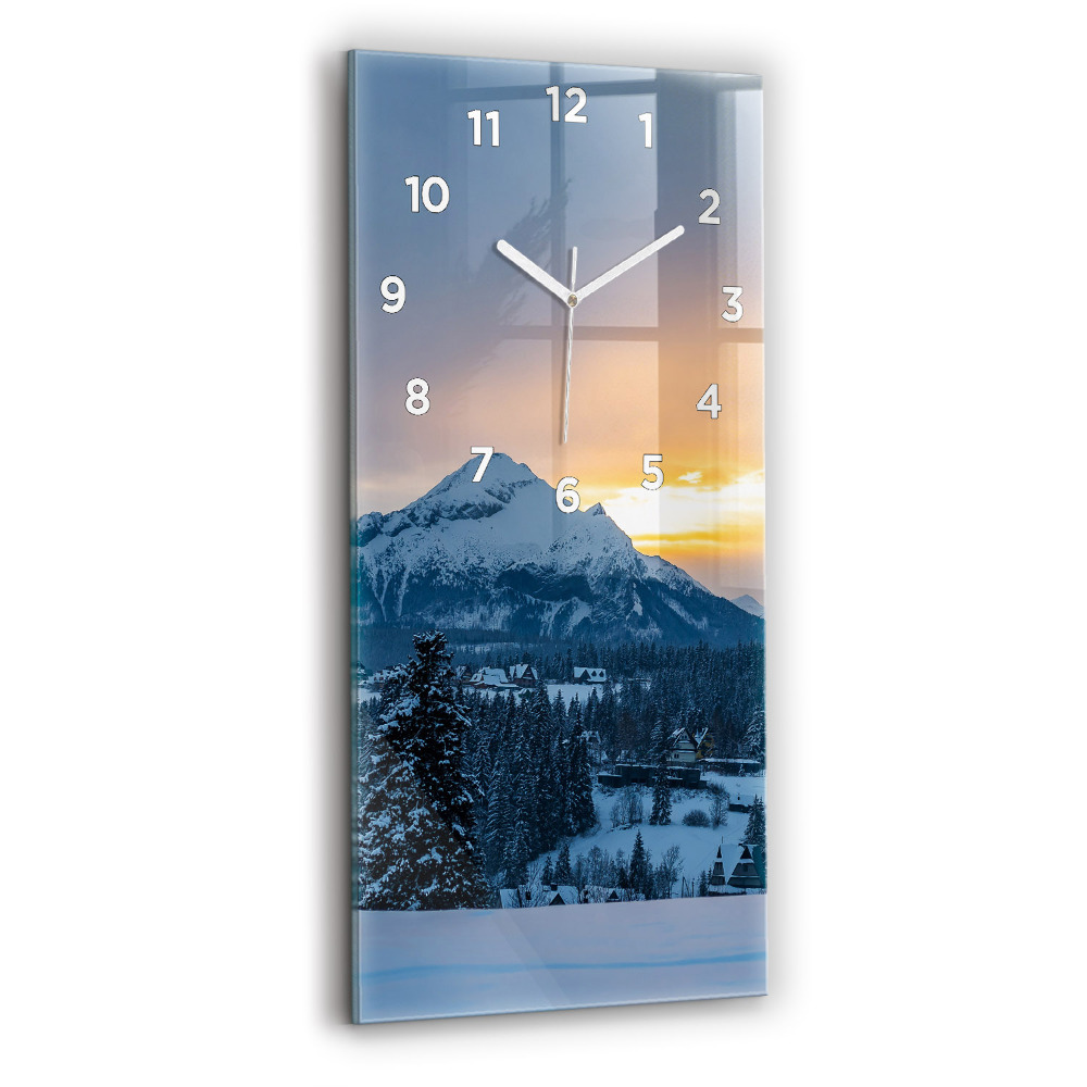 Horloge murale en verre rectangulaire Paysage de montagne