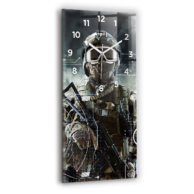 Horloge murale en verre rectangulaire Soldat avec un fusil