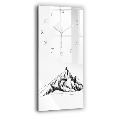Horloge murale en verre rectangulaire Montagnes dessinées