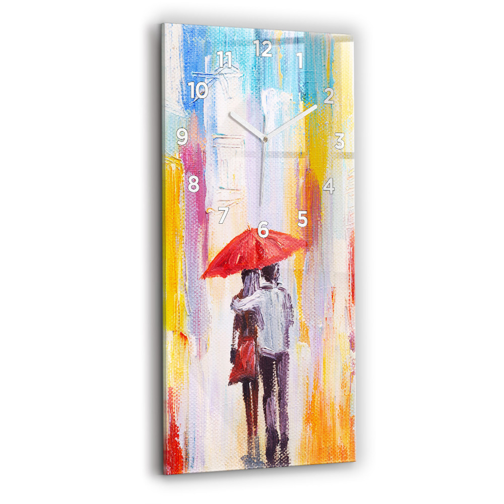 Horloge murale verticale Couple sous la pluie