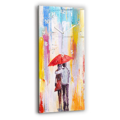 Horloge murale verticale Couple sous la pluie