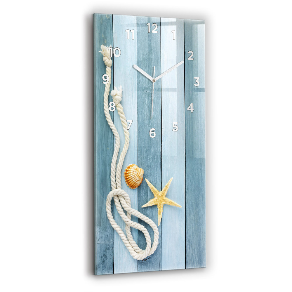 Horloge rectangulaire verticale Rayures et coquillage