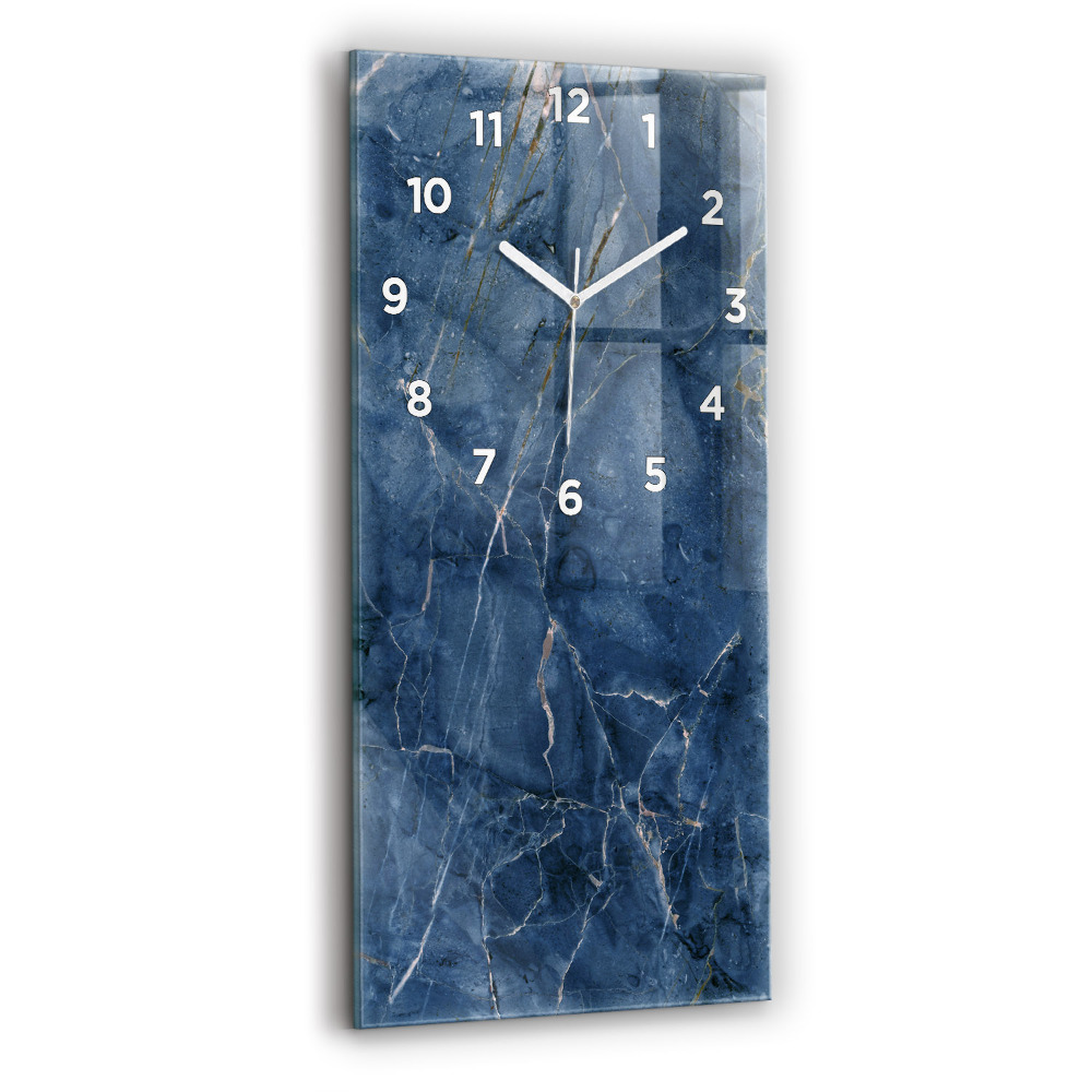 Horloge murale en verre rectangulaire Texture de marbre bleu