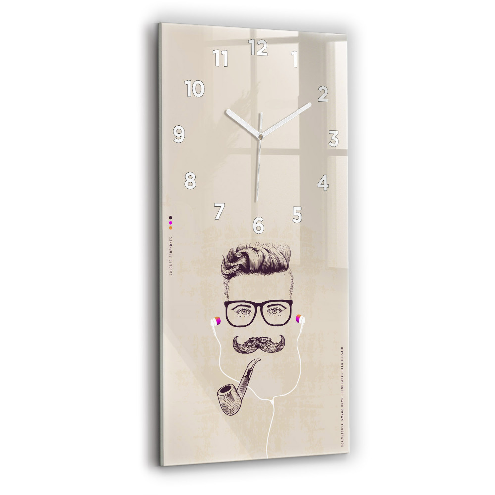 Horloge verticale en verre Homme avec une pipe